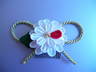 コーム型かんざし「九重菊（白×金）」